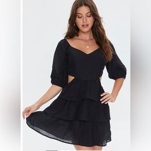 Tiered Ruffled Mini Dress/ TAN COLOR